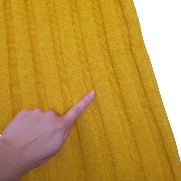 H&M Women's Ochre Oversized Stretch Wool Blend Ribbed Midi Dress Sz Small Yellow - Picture 10 of 14